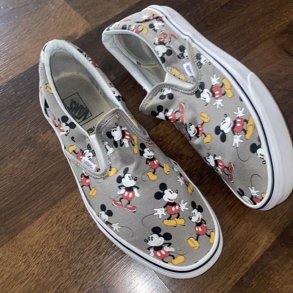 Vans Slip On X Disney‎ Mickey Mouse Size M11/W12.5 Slip On Gray Shoes Sneakers - Picture 2 of 13